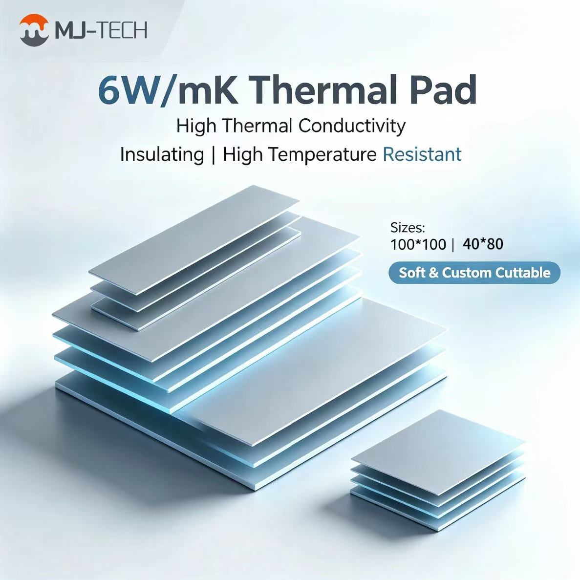 Laptop Cooling Pad - MJ-TECH 6W/mK Almofada Térmica de Silicone