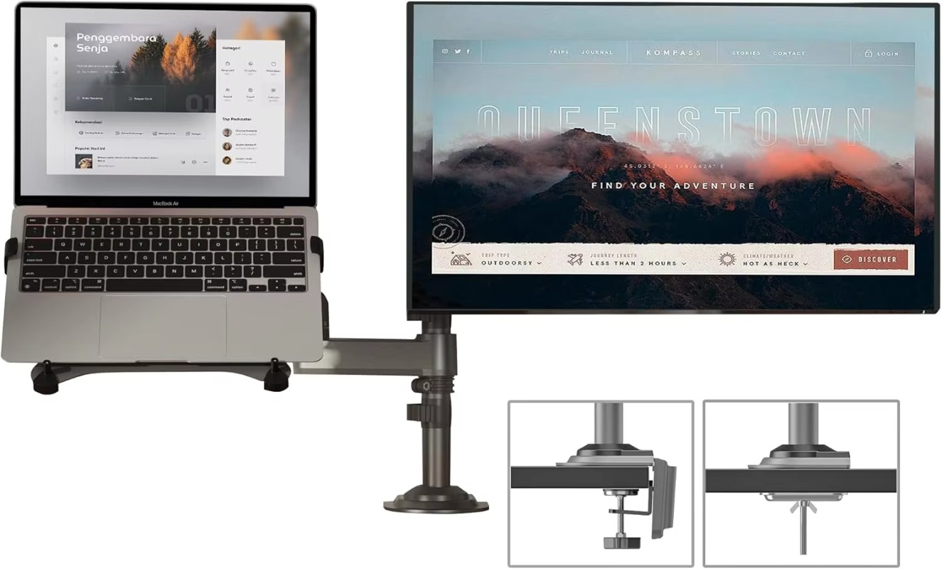 Suporte para laptop combinado  - Dual Monitor Arm avaliação e preço